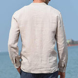 Men's Casual Solid Color Stand Collar Long Sleeve Shirt 73086966Y