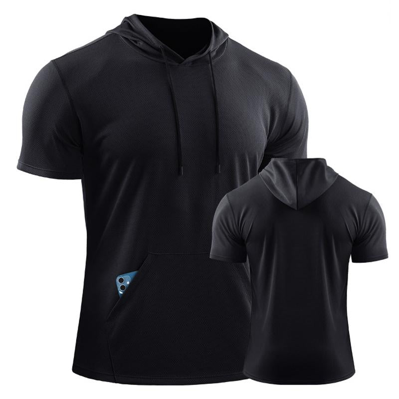 Men's Solid Color Hooded Short-Sleeved Quick-Drying T-Shirt 94189862Y