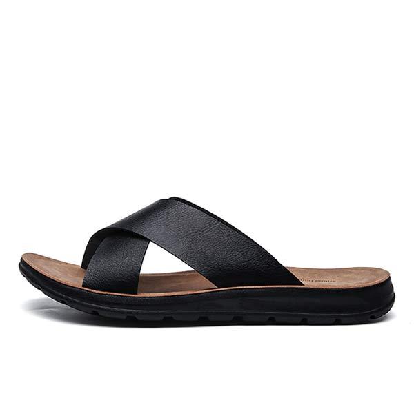 Mens Casual Beach Slippers 10439769 Black-Brown / 6 Shoes