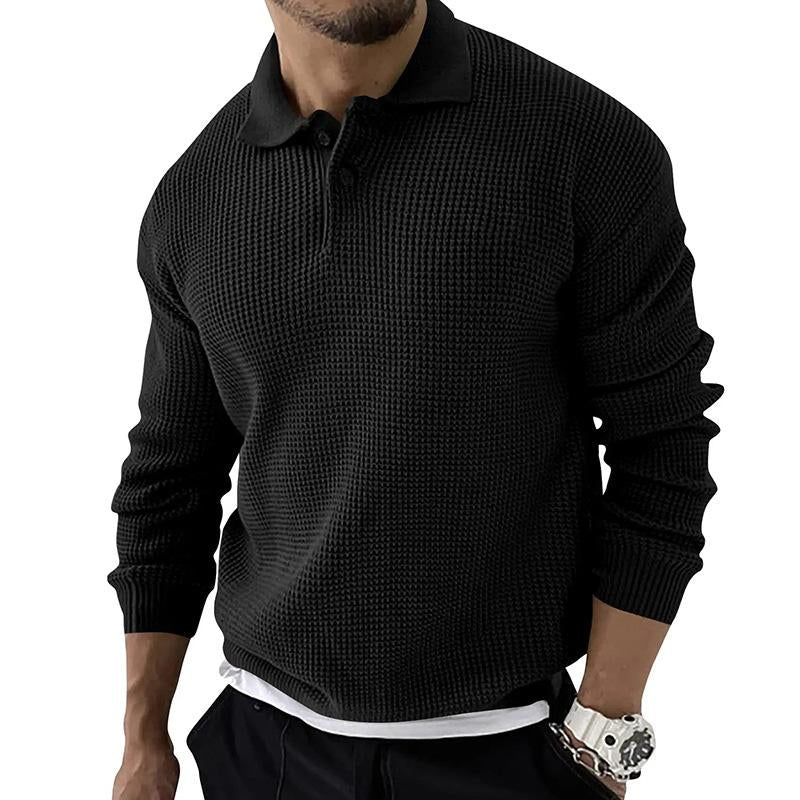 Men's Lapel Knit Button Pullover Sweater 68765777X