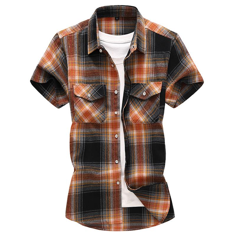 Men's Casual Two Pocket Check Short Sleeve Shirt 29782585Y