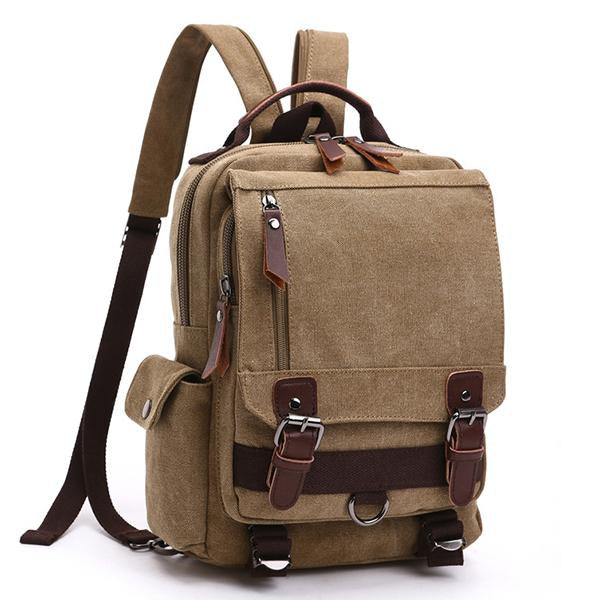 Casual Canvas Outdoor Travel Backpack 52963602M Khaki Backpacks
