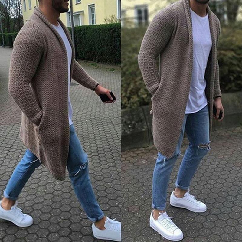 Cardigan en tricot à manches longues décontracté pour hommes 10377930M