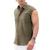 Men's Casual Lapel Sleeveless Plain Shirt 49941883M