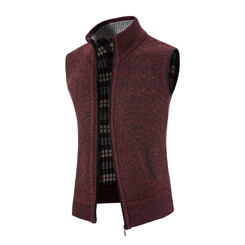 Men's Casual Stand Collar Zipper Knitted Vest 07947834M