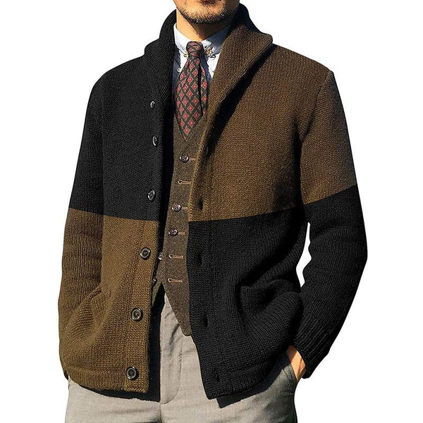 Men's Vintage Colorblock Long Sleeve Knit Jacket 20634729M