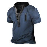 Men's Outdoor Zipper Vintage Print T-Shirt 56077362X