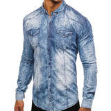 Men's Vintage Wash Long Sleeve Denim Shirt 48718428X