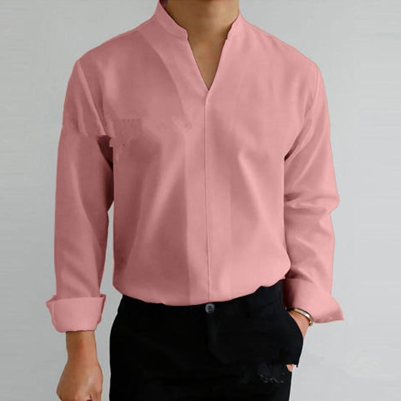 Men's Stand Collar Fitted Long Sleeve Shirt 47663072M