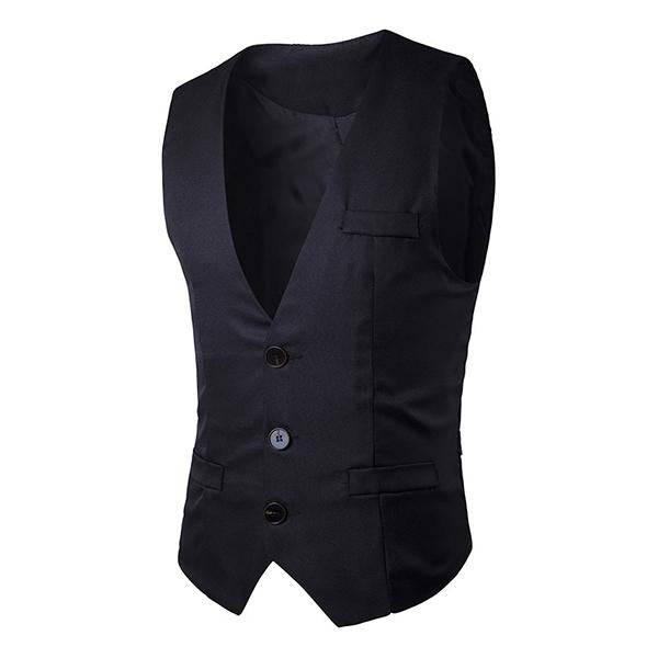 Mens Slim Fit Single Breasted Suit Vest 88409547M Black / S Vests