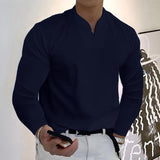 Men's Casual Solid Color Tough Guy Long Sleeve T-Shirt 08207310Y