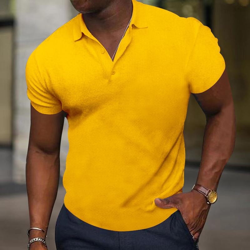 Men's Casual Slim Solid Color Short Sleeve Polo Shirt 04477231M