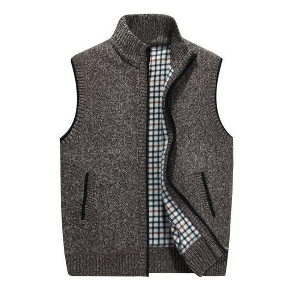 Gilet tricoté en polaire à col montant décontracté pour hommes 30062238M