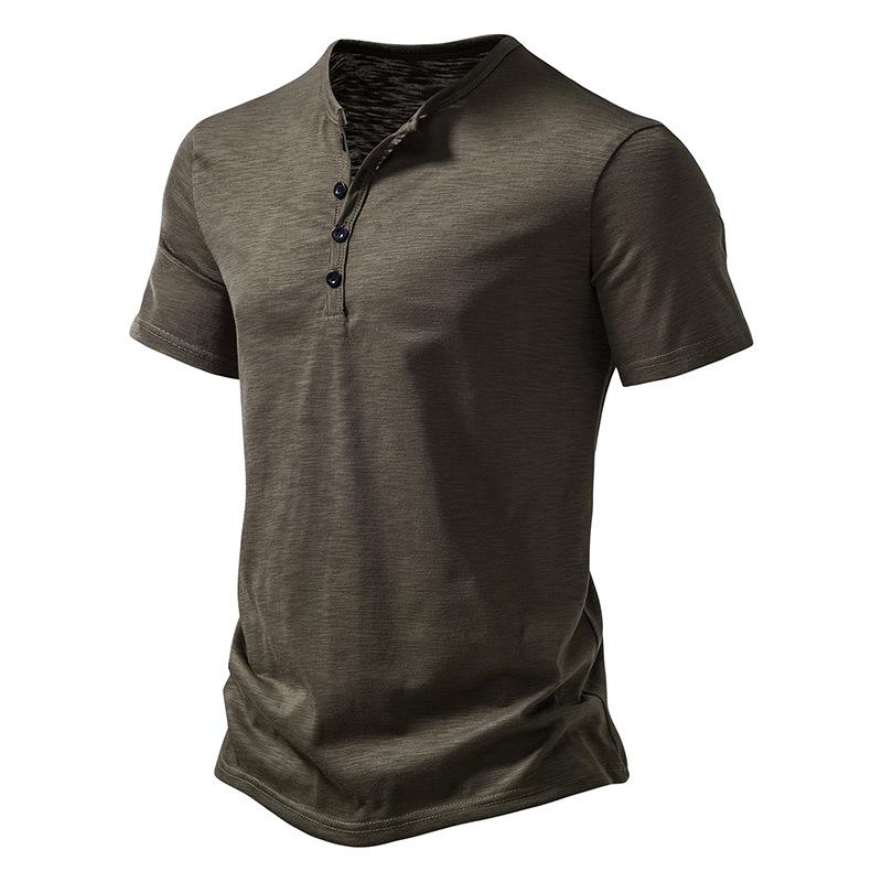 Men's Slub Cotton Henley T-Shirt 40920170X