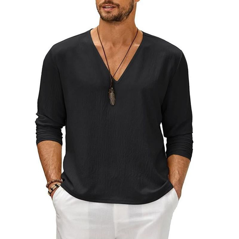 Men's Solid Color Long Sleeve T-Shirt 29575416Y