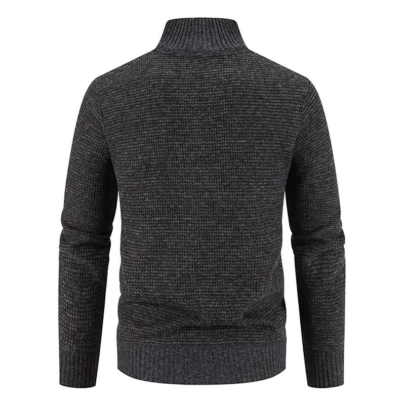Men's Fleece Stand Collar Knit Zip Up Jacket 57612343X