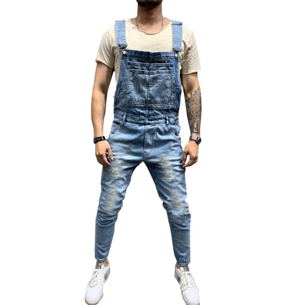 Men's Casual Ripped Denim Overalls 85173375Y