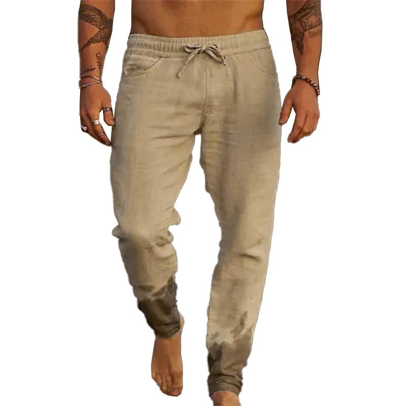 Pantalones de playa holgados con cintura elástica y cordón de color sólido para hombre 31939183M