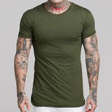Men's Solid Round Neck Short Sleeve Sports Fitness T-shirt 15114842Z