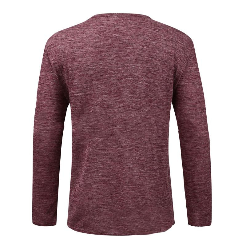 Men's Round Neck Solid Color Henley Shirt 57251524X