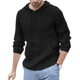 Men's Cotton Linen Long Sleeve Hooded Shirt 98444385Y