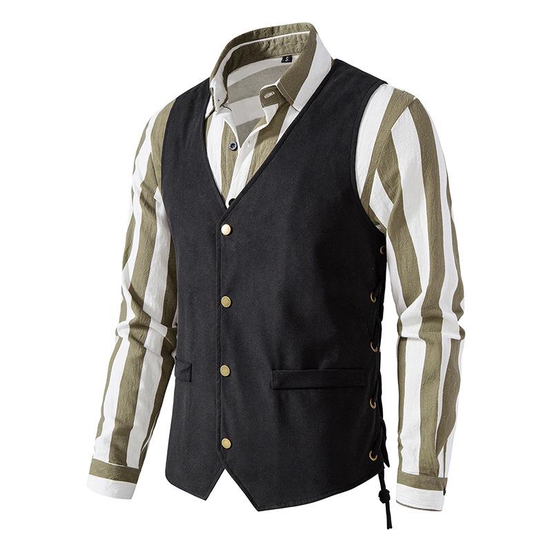 Men's Vintage Single Breasted V-Neck Vest 90585005X