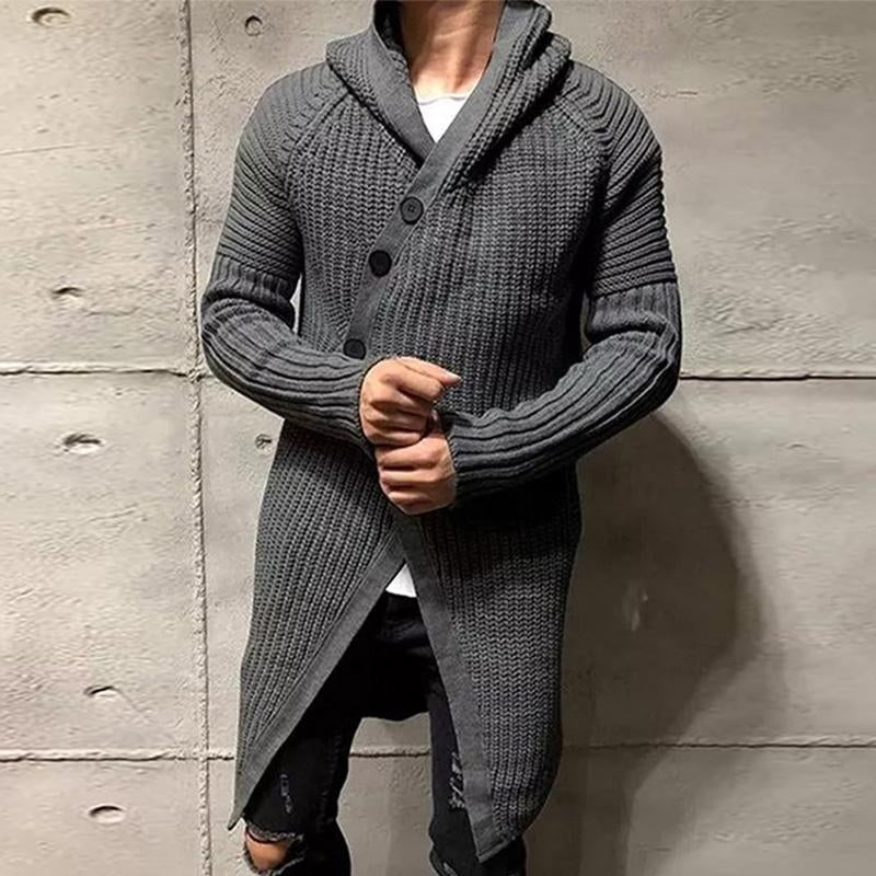 Men's Casual Mid-Length Hooded Knitted Cardigan 87960312M