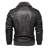 Men's Fleece Lapel Motorcycle Leather Jacket 27916904X