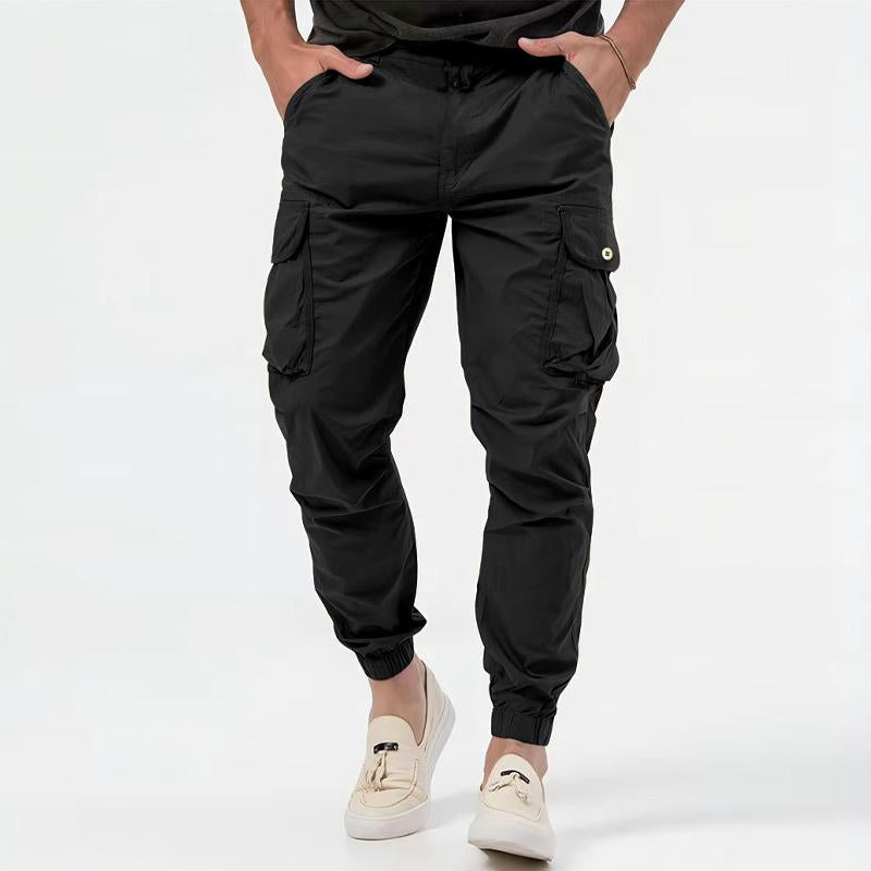 Pantalones cargo con bolsillos tridimensionales de color sólido para hombre 10815009Y