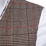 Men's Vintage Single Breasted V Neck Plaid Suit Vest 13549331M