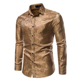Men's Vintage Rose Print Slim Fit Long Sleeve Shirt 91803014M