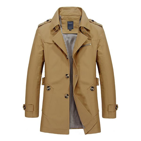 Men's Casual Washed Cotton Jacket Mid Length Trench Coat 33249858M ...