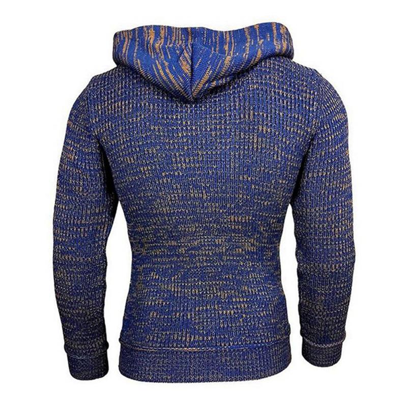 Men's Casual Hooded Long-Sleeved Pullover Knitted Hoodie 17002971M