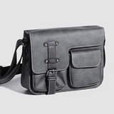 Men's Casual Matte Leather Multi-Pocket Messenger Bag 84325111Y