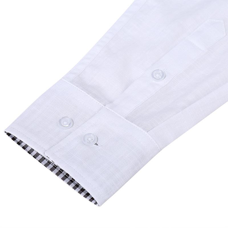 Men's Linen Cotton Solid Color Long Sleeve Shirt 09873808X