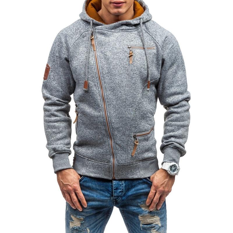 Men's Side Zip Pocket Hoodie Jackets 92087521X