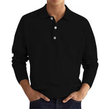 Men's Solid Lapel Long Sleeve Polo T-Shirt 72727356Y
