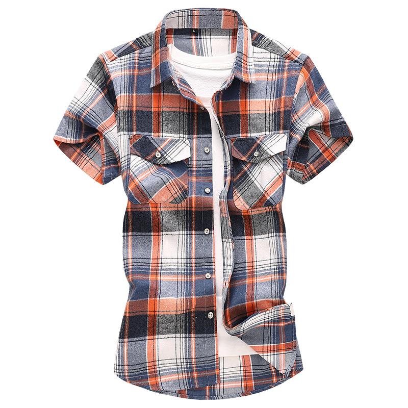 Men's Casual Two Pocket Check Short Sleeve Shirt 29782585Y