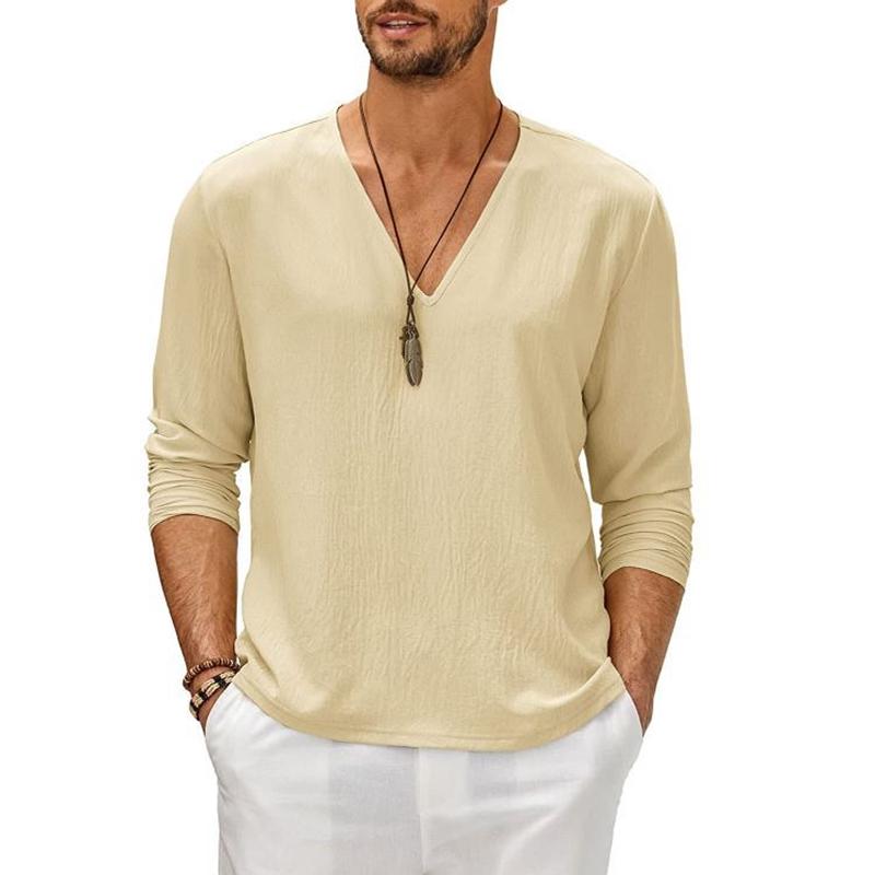 Men's Solid Color Long Sleeve T-Shirt 29575416Y