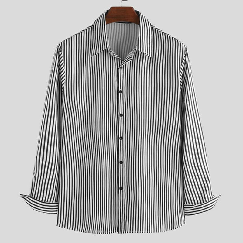 Men's Casual Striped Long Sleeve Shirt 62082986M