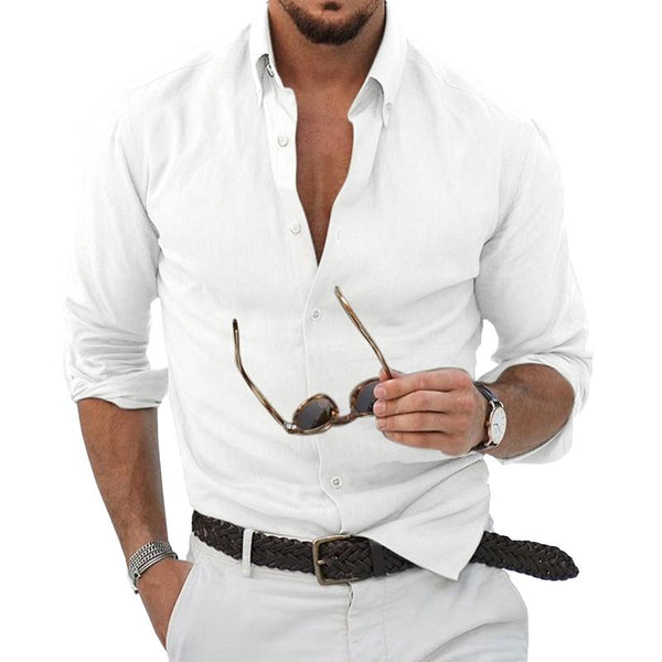 Men's Casual Lapel Long Sleeve Shirt 54956036M