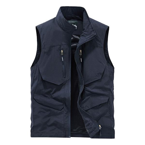 Mens Casual Mesh Multi Pocket Quick Dry Vest 48070387M Navy / S Vests