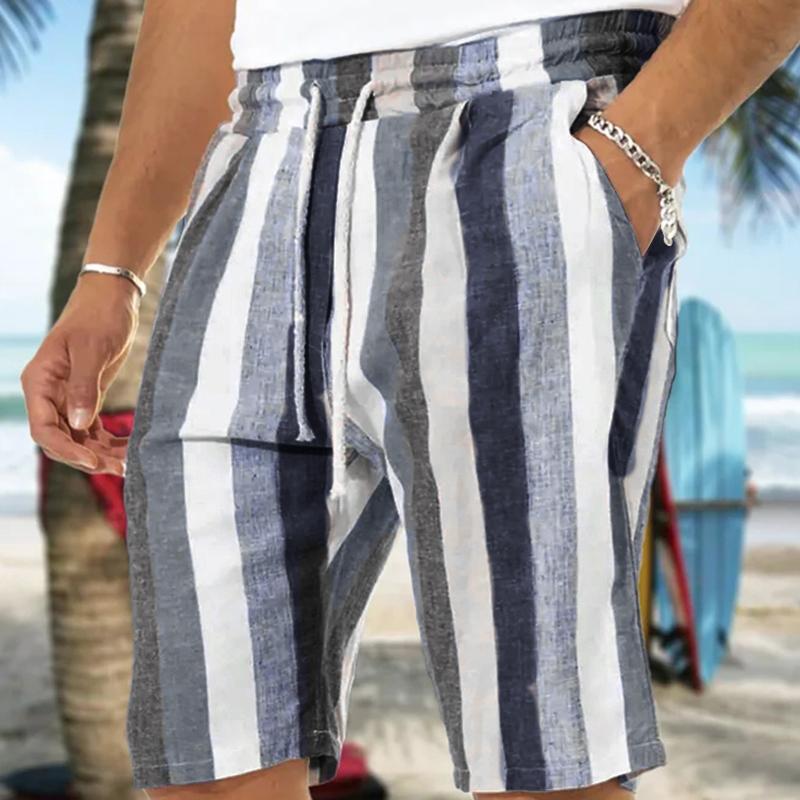 Men's Loose Waist Striped Beach Shorts 60694217X