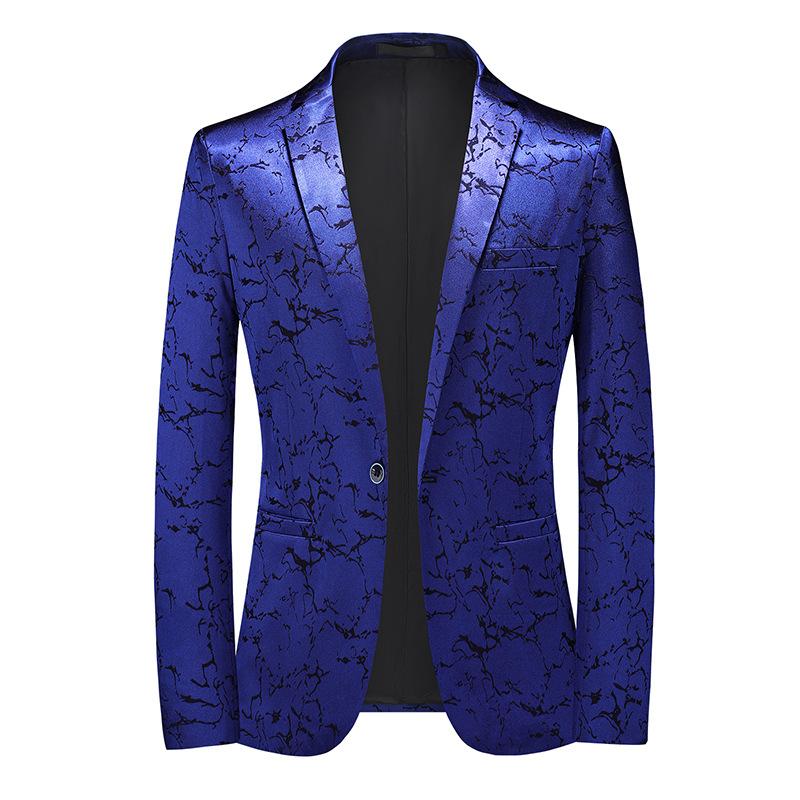 Men's Vintage Print Slim Fit One Button Blazer 02580919M