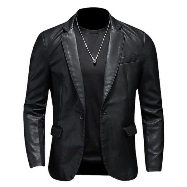Men's Single Breasted Leather Blazer 31439174X