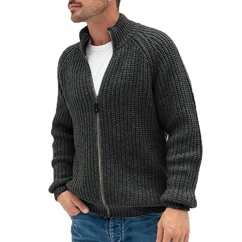 Men's Casual Zip Turtleneck Knit Cardigan 64602251M