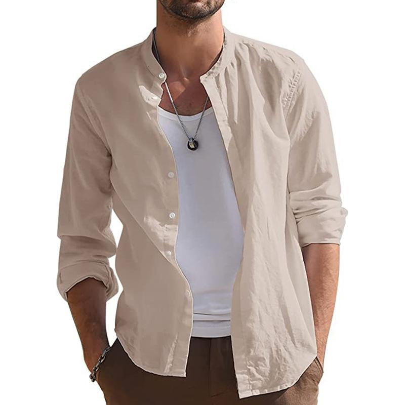 Men's Casual Solid Color Long Sleeve Shirt 22483968Y