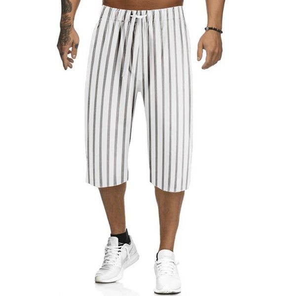 Men's Casual Summer Striped Print Loose Sports Straight Pants 69083318M