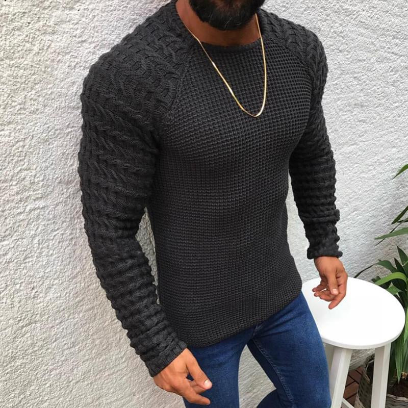 Men's Solid Color Long Sleeve Round Neck Pullover 82433300X