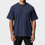 Men's Casual Round Neck Loose Solid Color Short Sleeved T-shirt 63725712M